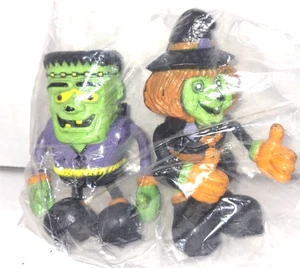 Halloween Figures With Bendable Limbs  Frankenstein And Witch NIP - Picture 1 of 2