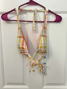 Neu mit Etikett Bleu Rod Beattie Bikini Schwimmen Oberteil pastell kariert Triangel Größe 10 UVP $ 73 - Bild 1 von 7