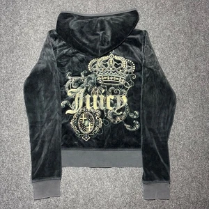 Vintage Juicy Couture Track Jacket Women's Small Bling Velour Zip Up Hoodie Y2K - Picture 1 of 8