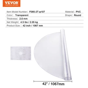 Succebuy Plastic Table Cover Clear Table Protector, round PVC Desk Mat Waterproo - Picture 1 of 14