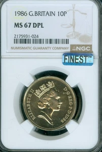 1986 GREAT BRITAIN 10 PENCE NGC MS67 DPL MAC FINEST GRADE & SPOTLESS  . - Picture 1 of 2