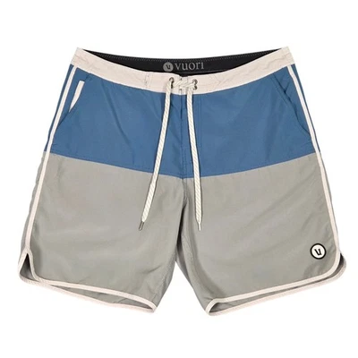 Vuori Cruise Board Shorts Men 34 Gray Blue White Colorblock V314 Soft Running - Image 1 of 4