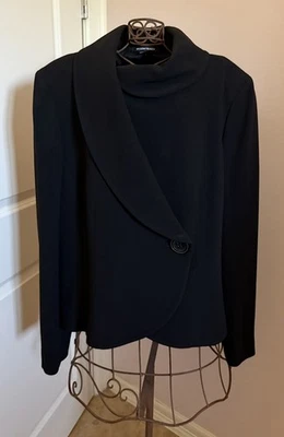 Ellen Tracy Black Blazer Suit Jacket Size 14 Shawl Collar Button Front Lined - Image 1 of 4