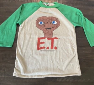 Vintage 1982 E.T. Extra Terrestrial 3/4 Sleeve Baseball T Shirt Youth Kids Med - Picture 1 of 7