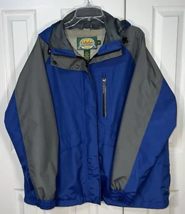 Cabela’s Gore-Tex Jacket Zip Hood Blue Rain Coat Parka Drawstring Womens XL - Picture 1 of 17