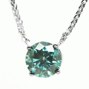 Diamant Solitär Anhänger Halskette rund grün behandelt VS2 14K Gold 0,91 TCW - Bild 1 von 5