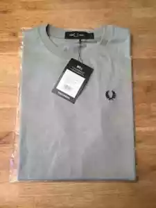 Fred Perry Women's Crew Neck Tee G1142 - Silver Blue - Size UK 8 - New With Tags - Picture 1 of 11