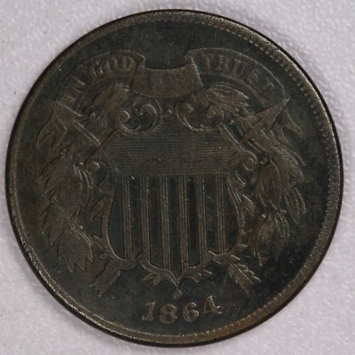 1864 Large Motto Two Cent Piece-VF - Image 1 of 2