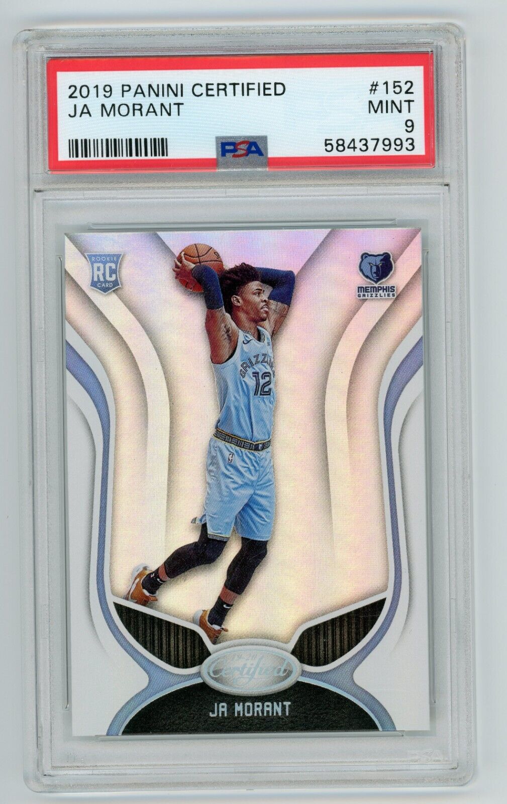 2019 Panini Certified Ja Morant #152 PSA 9 Mint Grizzlies