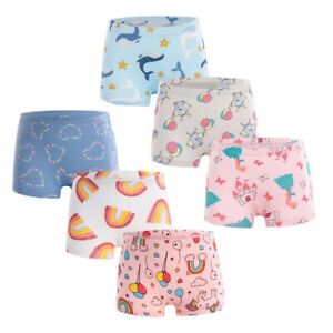 6Pack Kids Girls' Boxer Brief 100% Combed Cotton Boyshort Panties Baby Underwear