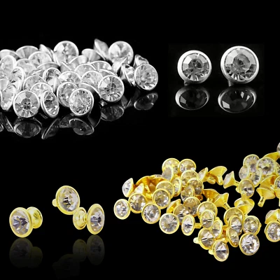 Rivetti In Acrilico Con Strass Dorati Argento Ottone Per Artigianato In Pelle - Immagine 1 di 4