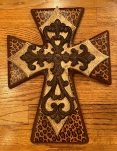 Handmade Decorative Layered Wooden Gothic Medieval Cross Sculpture Wall Decor - Picture 1 of 12
