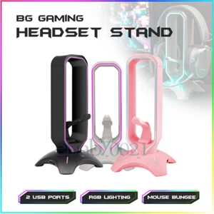 BG GAMING RGB Auriculares para juegos Soporte 2 USB Hub Auriculares Soporte Montaje de escritorio - Imagen 1 de 13