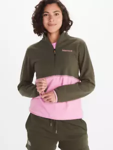 Nuevo con etiquetas Chaqueta Rocklin 1/2 con cremallera para mujer Marmot - Nori/Orquídea salvaje - Imagen 1 de 3