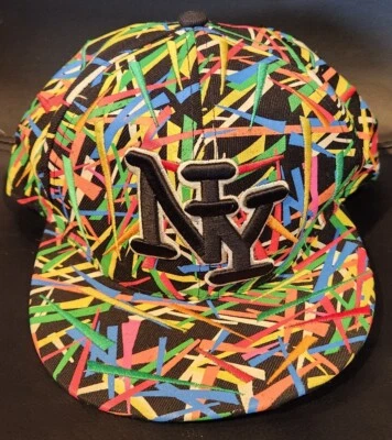 Nueva York Difícil de Encontrar Confeti Arco Iris Gorra Sombrero City Hunter 7 1/4 Ajustado Béisbol Foto 1 de 4