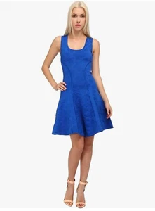 Zac Zac Posen Blue Zoe Textured Floral Knit Jacquard Fit & Flare Dress Sz Small - Picture 1 of 11