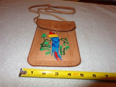 COSTA RICA кожаный кошелек ручной работы - окрашенный и обработанный никогда не использовался 5 x 7 в # Z 330 - Изображение 1 из 4