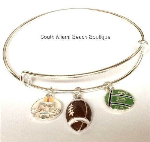 COACH Bracciale Charm Calcio Casco Sport Mamma Palla Allenatore Slider Filo Placcato Argento