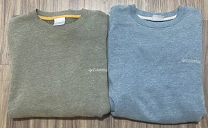 Two Vintage Columbia Sweatshirt Mens L Blue and Grey Embroidered Logo Sweater - Picture 1 of 7