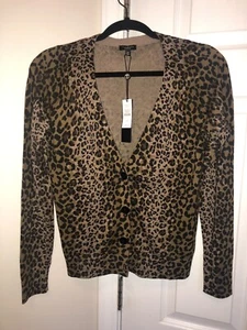 Talbots leopard Animal Print vneck petite Cardigan NWT SZ XS - Picture 1 of 10