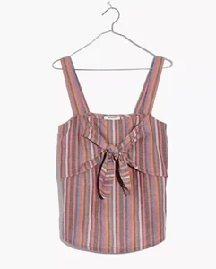 Madewell Tie Front Cami Tank Top Rainbow Stripes Size 10 - Picture 1 of 14