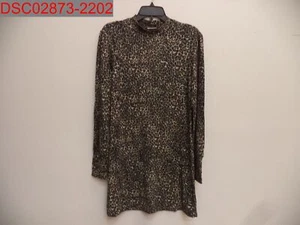 Abound Women's Beige Layered Leopard Print Cozy Mock Neck Knit Dress, Size L - Picture 1 of 6