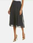 ANNE KLEIN Black -White Dot Box Pleat Midi Skirt  Size 2
