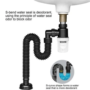Kitchen Drain Pipe Bathroom Sink Flexible Pipe Sink Basin Water Drain Hose Tube - Picture 1 of 9