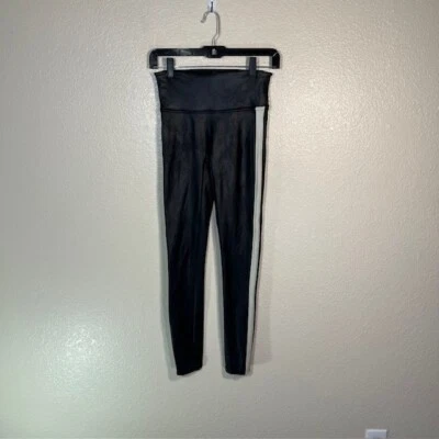 Leggings Spanx Imitación Cuero Mujer Pequeños Negro Blanco Lateral Rayas Modelado Foto 1 de 4