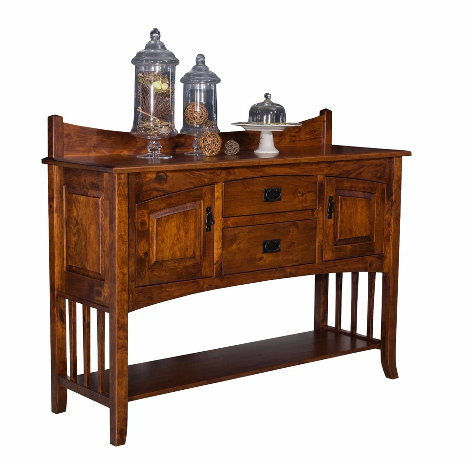 Amish Mission Dining Room Sideboard Server Backsplash Solid Wood Cambria 60" - Image 1 of 1