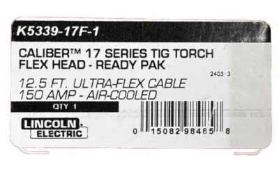 Lincoln Electric K5339-17F-1  Caliber 17 Series TIG Torch R.P. 12.5 Ft (3.81 M) - Image 1 of 4