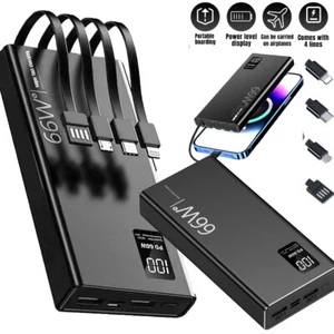 40000mAh 66W Power Bank Fast Charging Portable Charger PD20W Build-in 4 Cables - Picture 1 of 24