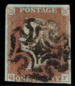 1841 1d Red Black Plate 9 QF WELSHPOOL MX Fine Used Cat. £800.00 - Picture 1 of 1