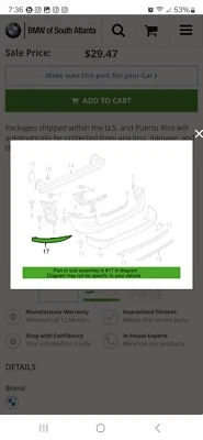 Reflector - BMW (61-61-7-355-547) Rear Left  - Image 1 of 3
