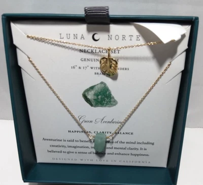 Collar Luna C Norte Piedra Aventurina Genuina (16" y 17' Con Extensores de 2") Foto 1 de 4