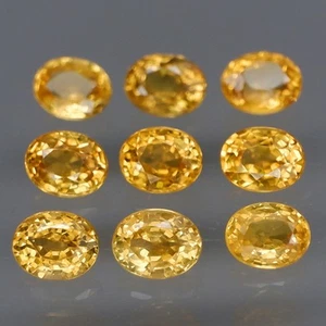 Oval 4x3 mm.Heated Only! Pure Yellow Sapphire Ceylon, Srilanka 9Pcs/2.10Ct. - Imagen 1 de 6