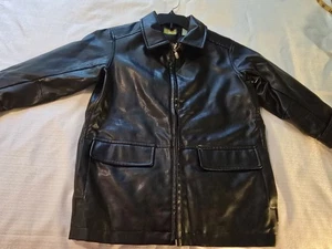 Spotted Frog Black Faux Leather Jacket Youth Child Sz 5/6 - Picture 1 of 10