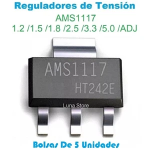 Regulador De Voltaje AMS1117 1,2V 1,5V 1,8V 2,5V 3,3V 5,0V ADJ 1A - SMD SOT223 - Imagen 1 de 2
