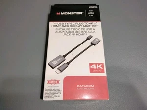 NUEVO Monster USB Tipo-C MACHO a 4K HDMI HEMBRA Adaptador Cable de Video (4k 60Hz) 6' - Imagen 1 de 2