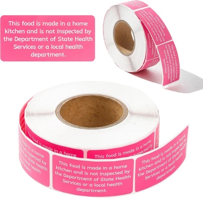 500 pegatinas de etiquetas de ley de alimentos para cabañas, 2x1 pulgadas hechas en un laboratorio de cocina para el hogar Foto 1 de 4