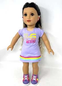 Muñeca American Girl única rubia y marrón oscuro 2 tonos pelo ondulado ojos marrones - Imagen 1 de 17