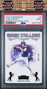 2024 Panini Contenders Rookie Stallions #9 J.J. Mccarthy Teal RC,SN PSA 9 - Picture 1 of 2
