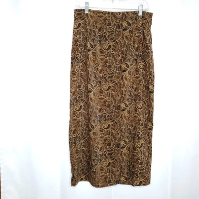 复古女式佩斯利花卉长裙 12 码棕色黑色奇思格斯黑暗仙女 — 第 1/4 张图片