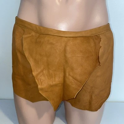 Men’s Handmade Leather Tie Side Split Side Wrap Loincloth Shorts - One Size - Image 1 of 4