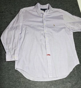 Ralph Lauren Shirt Mens 17.5 32-33 Solid Purple Oxford Classic Fit Flesh Pony - Picture 1 of 7