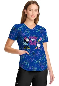 Cherokee Licensed Women's Scrubs V-Neck Print Top TF737 MKWZ Flow With The Bow - Picture 1 of 7