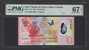 Saint Thomas & Prince 10 Dobras 2016 P71a Uncirculated Grade 67 - Picture 1 of 2
