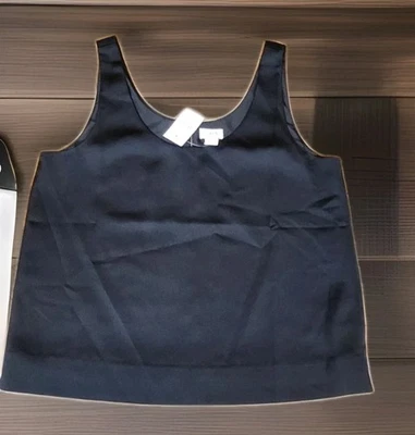 Camiseta sin mangas J.CREW NUEVA CON ETIQUETAS Factory satinada cuello redondo negra Foto 1 de 4