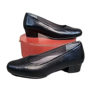 Scarpe da carriera SAS Regina Pump Heels donna 7M nere in pelle blocco USA - Foto 1 di 11