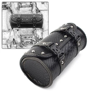 PU Motorcycle Tool Bag Fork Handlebar Saddlebag Roll Barrel Pouch Universal - Picture 1 of 12